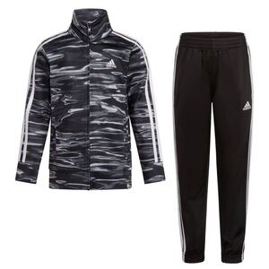 adidas Tricot Track Zip‎ Up Jacket & Sweatpants Set, Black, Little Boy 6 NEW